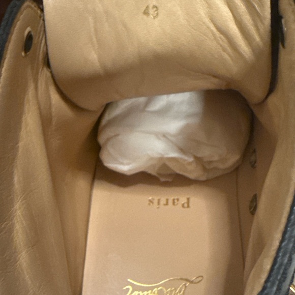 Christian Louboutin Black and Gold Spiked Sneakers - Picture 7 of 8